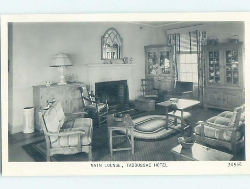 Old rppc MAN LOUNGE AT HOTEL Tadoussac Quebec QC HM4220