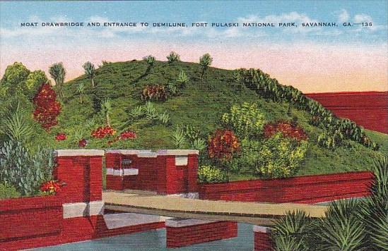 Moat Drawbridge And Entrance To Demilune Fort Pulaski National Park Savannah ...