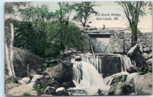 NEWCASTLE, Maine ME~ Handcolored MILL BROOK BRIDGE 1910s Lincoln County Postcard