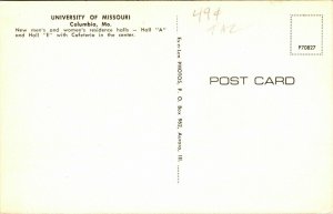 University Missouri Columbia MO Mens Womens Halls VTG Postcard UNP Unused 