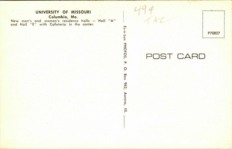 University Missouri Columbia MO Mens Womens Halls VTG Postcard UNP Unused 