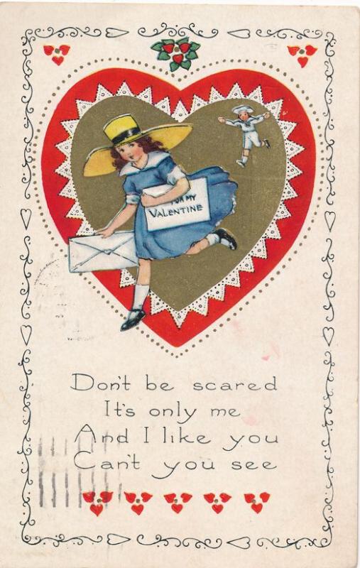 Valentine Greetings Don't be Scared Letter to My Valentine pm 1923 Whitney Made