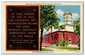 1940 Historical First Baptist Church Exterior View Fredonia New York NY Postcard