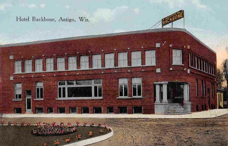 Hotel Backbone Antigo Wisconsin 1910c postcard