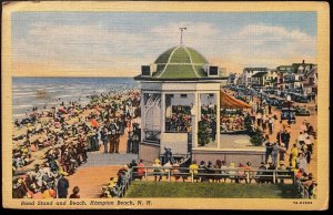 Vintage Postcard 1945 Band Stand & Beach, Hampton Beach, New Hampshire (NH)