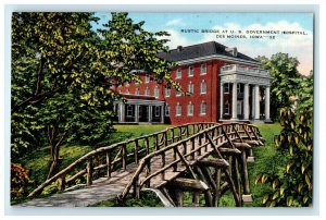 c1940s Rustic Bridge at US Government Hospital Des Moines Iowa IA Postcard