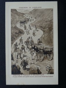 Cumbria COACHING IN LAKELAND c1920s Comic Postcard by Valentine