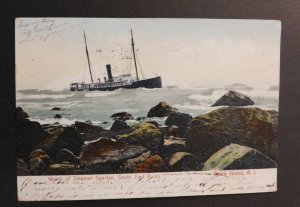 1906 Ship Postcard Cover From Providence RI to Natick MA Steamer Spartan Wreck