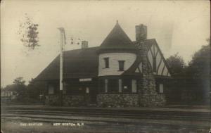 New Boston NH RR Train Station Depot c1910 Real Photo Postcard