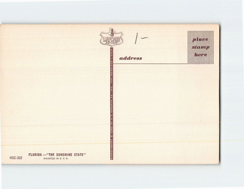 Q-04030 This is Florida The Sunshine State Map Florida USA