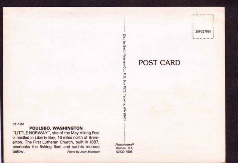 WA Little Norway May Lutheran Church Poulsbo Washington State Bremerton Postcard