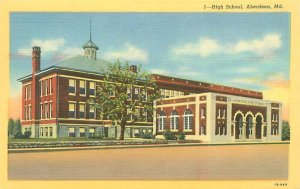 Aberdeen Maryland High School  Linen Postcard Unused