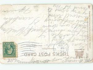 Pre-Linen Risque signed DWIG - PRETTY GIRL WITH MAN SMOKING CIGARETTE AB7687