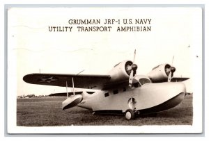 WW2 RPPC US Navy Grumman JRF-1 Amphibian Transport Airplane Postcard R14