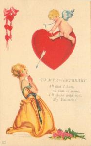 Artist impression Cupid Valentine Woman C-1910 Postcard 675