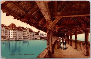 Luzern Kapellbrucke Chapel Footbridge in Lucerne Switzerland Postcard