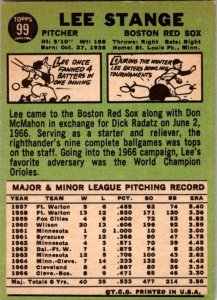 1967 Topps Baseball Card Lee Stange Boston Red Sox sk1804