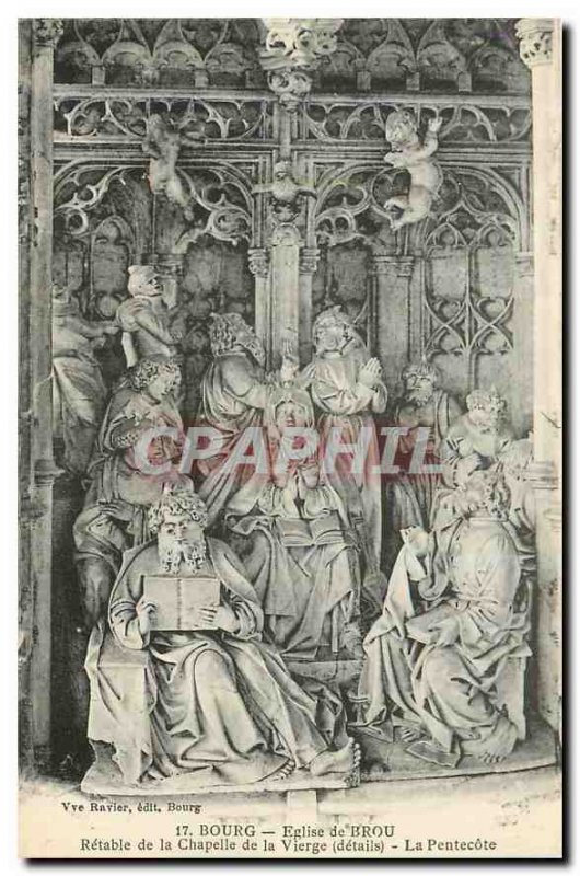 Old Postcard Bourg Brou Church Altarpiece of the Chapel of the Virgin Details...