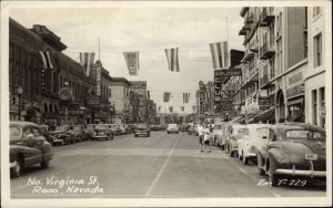 Reno Nevada NV North Virginia St. Cars Real Photo Postcard