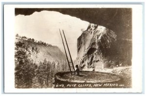 1929 Kiva Ancient Puye Cliff Dwellers View New Mexico NM RPPC Photo Postcard