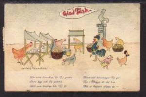 Glad Easter Military Chick and Hens Rosendahl Postcard 5891