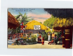 Postcard Seminole Family Group, Tropical Hobbyland, Miami, Florida