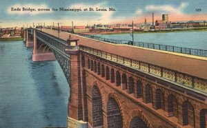 Vintage Postcard View of Eads Bridge Across the Mississippi St. Louis Missouri