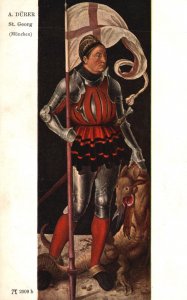 Vintage Postcard Albrecht Durer Saint Georg Standing Portrait Munchen Germany DE