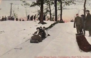 Canada Toronto Canadian Winter Sports Tobogganing In High Park 1908