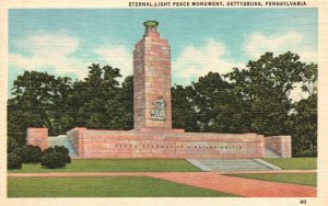 Vintage Postcard 1930's Eternal Light Peace Monument Gettysburg Pennsylvania PA