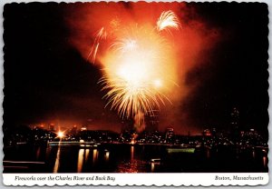 Fireworks Over The Charles River And Black Bay Boston Massachusetts MA Postcard