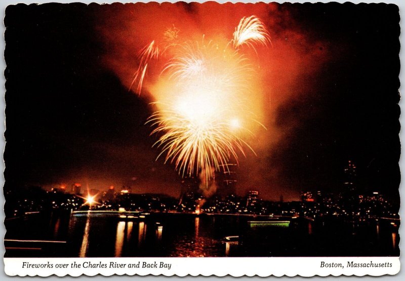 Fireworks Over The Charles River And Black Bay Boston Massachusetts MA Postcard