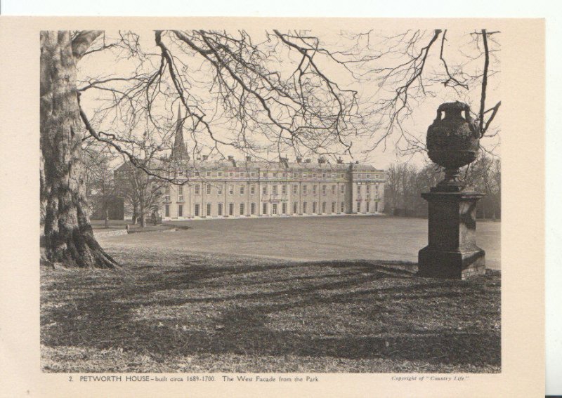 Sussex Postcard - Petworth House - The West Facade from The Park - Ref 12971A