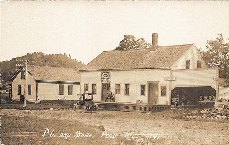 Peru ME Post Office & Store Eastern Illustrating Photographers Truck RP Postcard