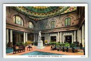 Richmond VA-Virginia, The Jefferson Hotel Palm Court Vintage Postcard 