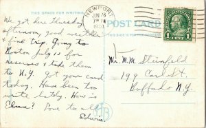 Fort Adams Newport Rhode Island WB Postcard Cancel 1c stamp WOB Postcard Vtg 