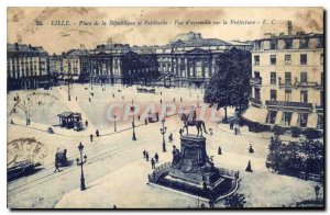 Postcard Old Lille Place de la Republique and Faidherbe overview of the Prefe...