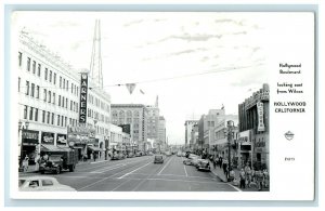 c1940's Hollywood CA, Boulevard Looking East From Wilcox RPPC Photo Postcard 