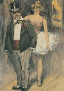 Jacobus Van Looy Clown With Circus Showgirl Dutch Rare Painting Postcard