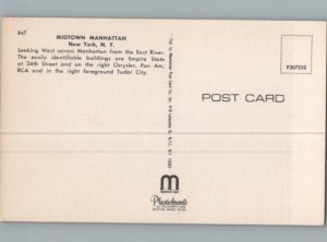 Panoramic View Midtown Manhattan New York City Chrome Postcard