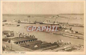 Old Postcard St Helier Jersey's Harbor Boat
