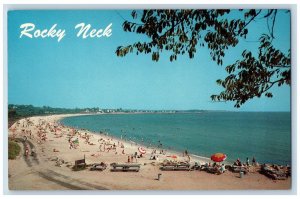 East Lyme Delaware DE Postcard Rocky Neck State Park Bathing Beach c1960 Vintage