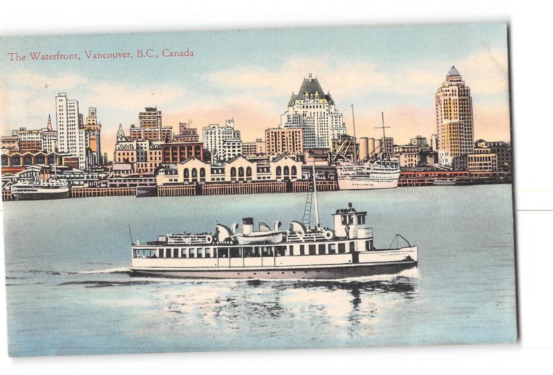 Vancouver British Columbia Canada Postcard 1930-1950 The Waterfront Steam Boat