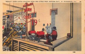WEBB'S DAWN COFFEE & CITRUS FRUIT ST. PETERSBURG FLORIDA POSTCARD (c. 1940s)