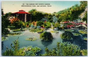 Postcard - Tea Garden and Sunken Garden, Brackenridge Park - San Antonio, Texas