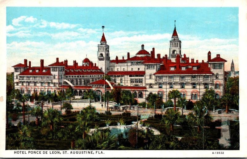 Florida St Augustine Hotel Ponce De Leon 1922 Curteich