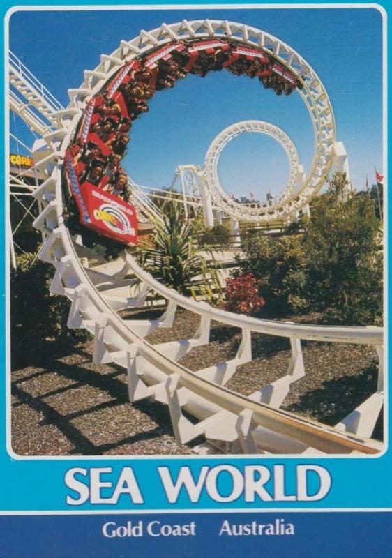 Sea World Australia Thrill Ride Rollercoaster Australian Theme Park Postcard