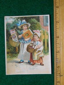 1870s-80s Stickney & Poor's Mustards Spices & Extracts Girls with Boxes Card F23