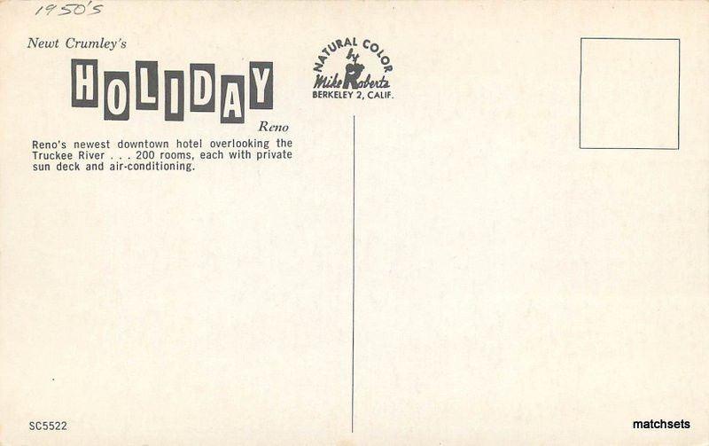 1950s Holiday Inn Roadside Reno Nevada postcard 9013