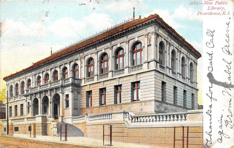 Providence Rhode Island~New Public Library~Very Small Trees in Front~1907 Pc